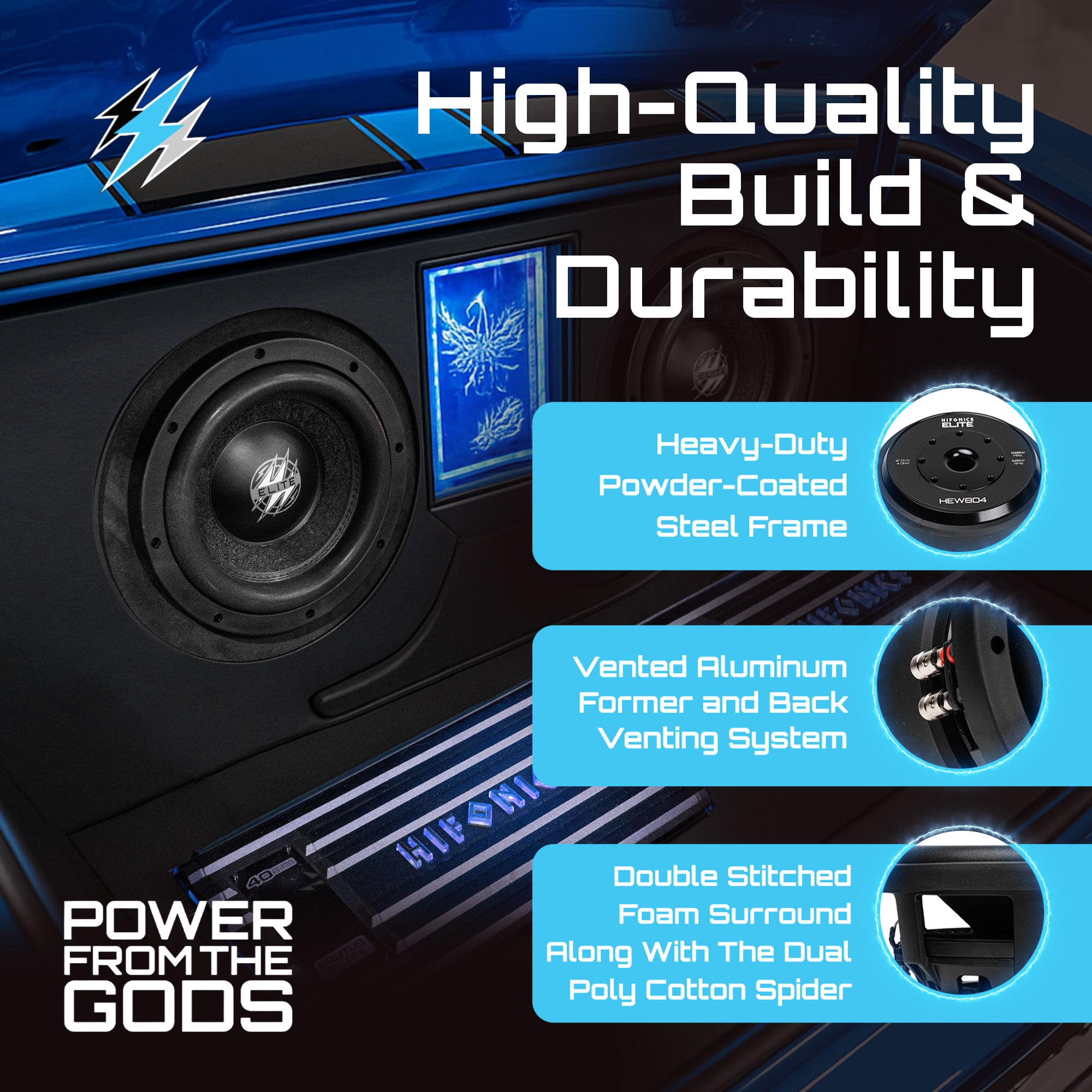 Hifonics 4 Pack ELITE 8 Inch Subwoofer, Dual Voice Coil Car Audio Speaker, 1200W