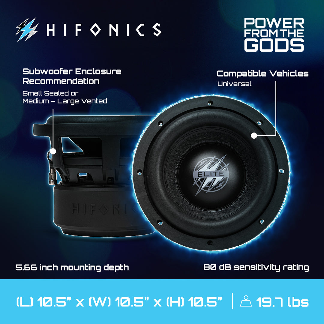 Hifonics 4 Pack ELITE 8 Inch Subwoofer, Dual Voice Coil Car Audio Speaker, 1200W