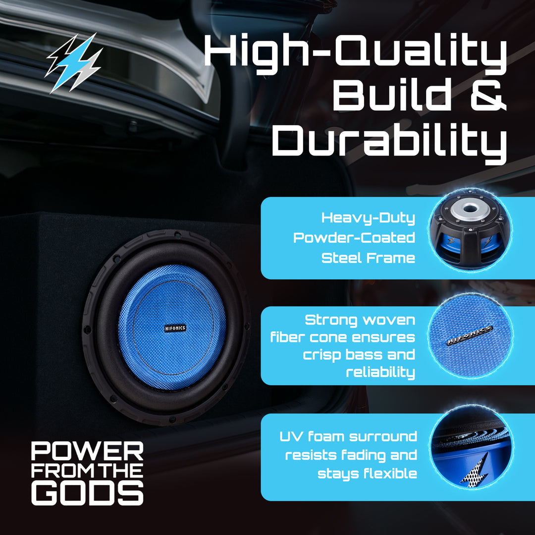 Hifonics ELITE 8” Shallow Subwoofer, Dual Voice Coil Car Audio Speaker, 500 Watt