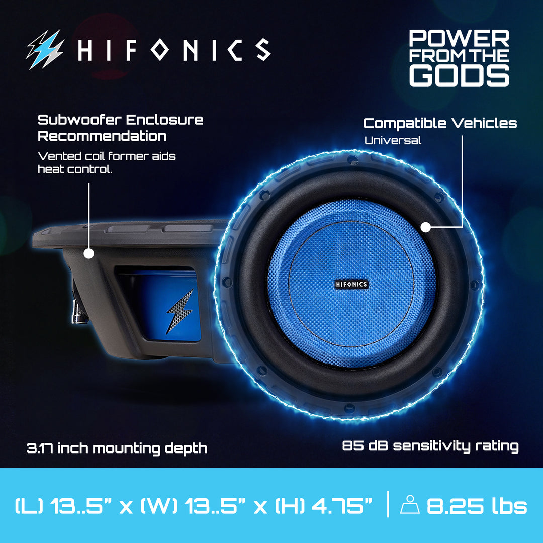 Hifonics ELITE 12” Shallow Subwoofer Dual Voice Coil Car Audio Speaker, 600 Watt