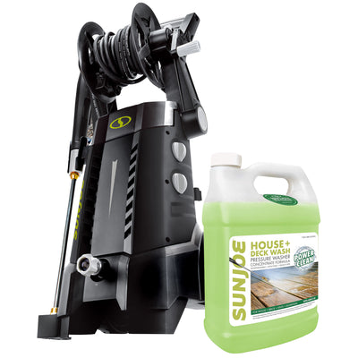 Sun Joe Electric 14.5 Amp Pressure Washer Hose Reel & House/Deck Concentrate