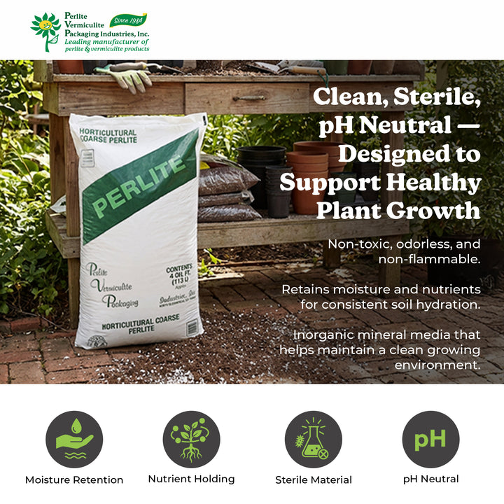PVP Industries Organic Coarse Perlite Planting Soil Additive, 4 cu. ft., White - VMInnovations