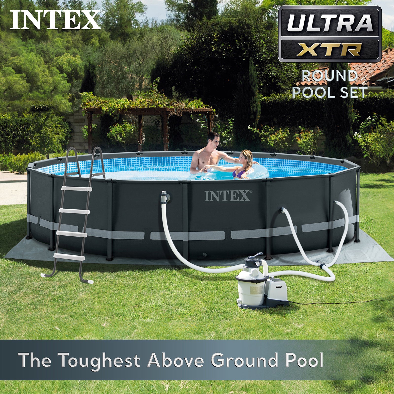 Intex Ultra XTR Frame 16'x48" Above Ground Pool and OptiFlow Premium Filter Sand - VMInnovations
