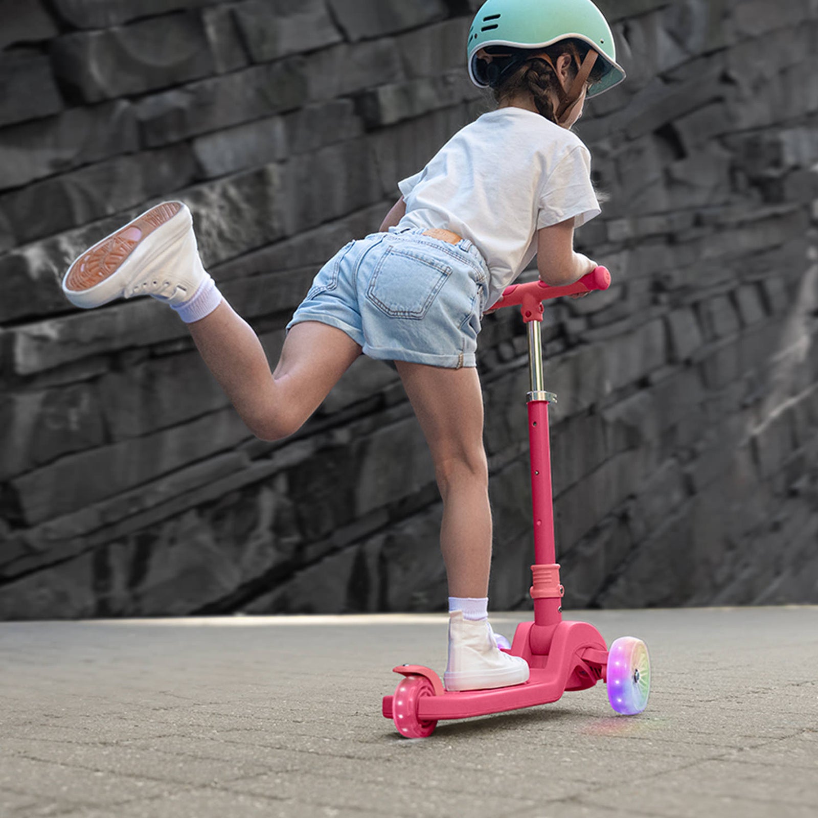 Jetson Bloom Kick Scooter with LED Lights & Height Adjustable Handlebar, Pink - VMInnovations