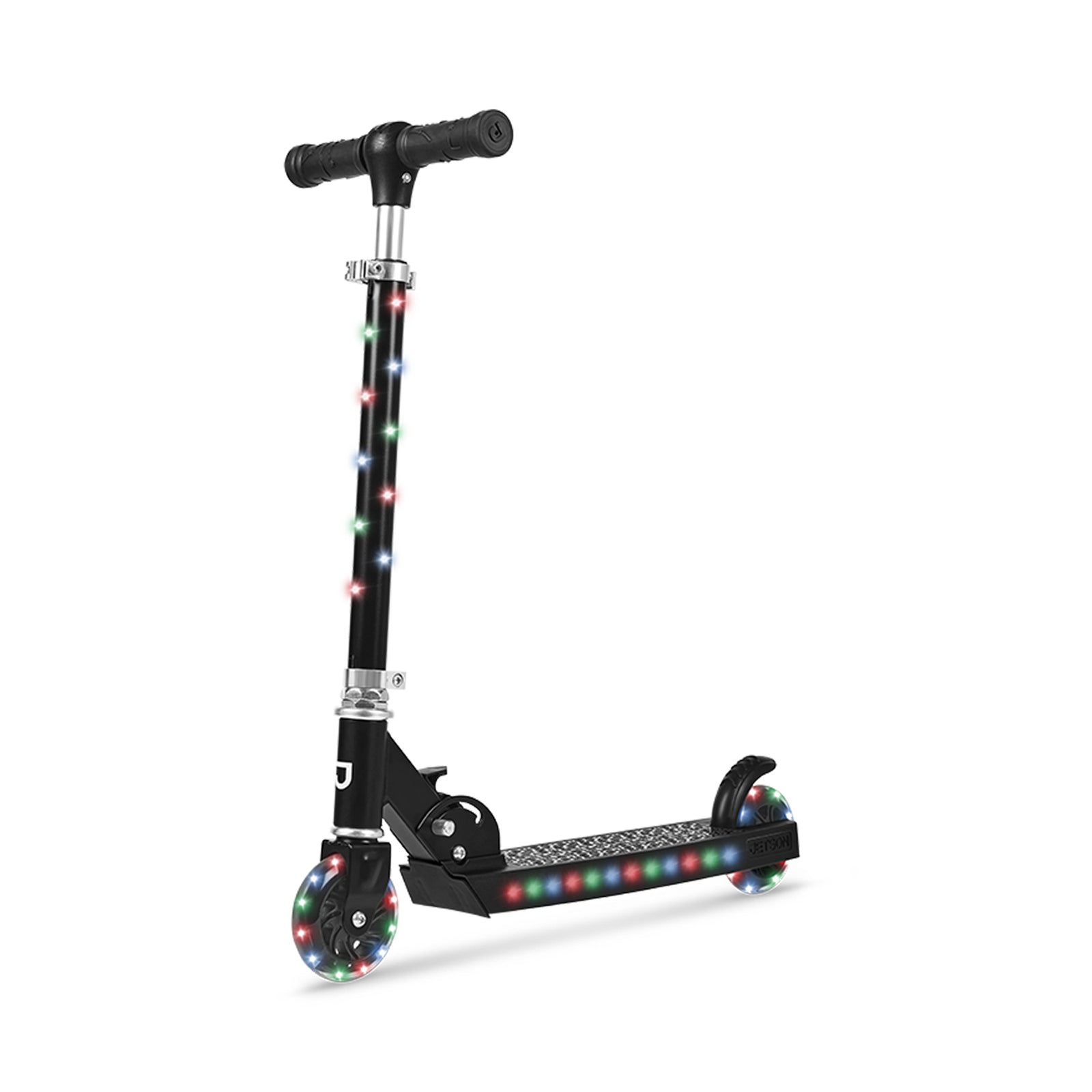 Jetson Jupiter Kick Scooter with LED Lights & Height Adjustable Handlebar, Black - VMInnovations