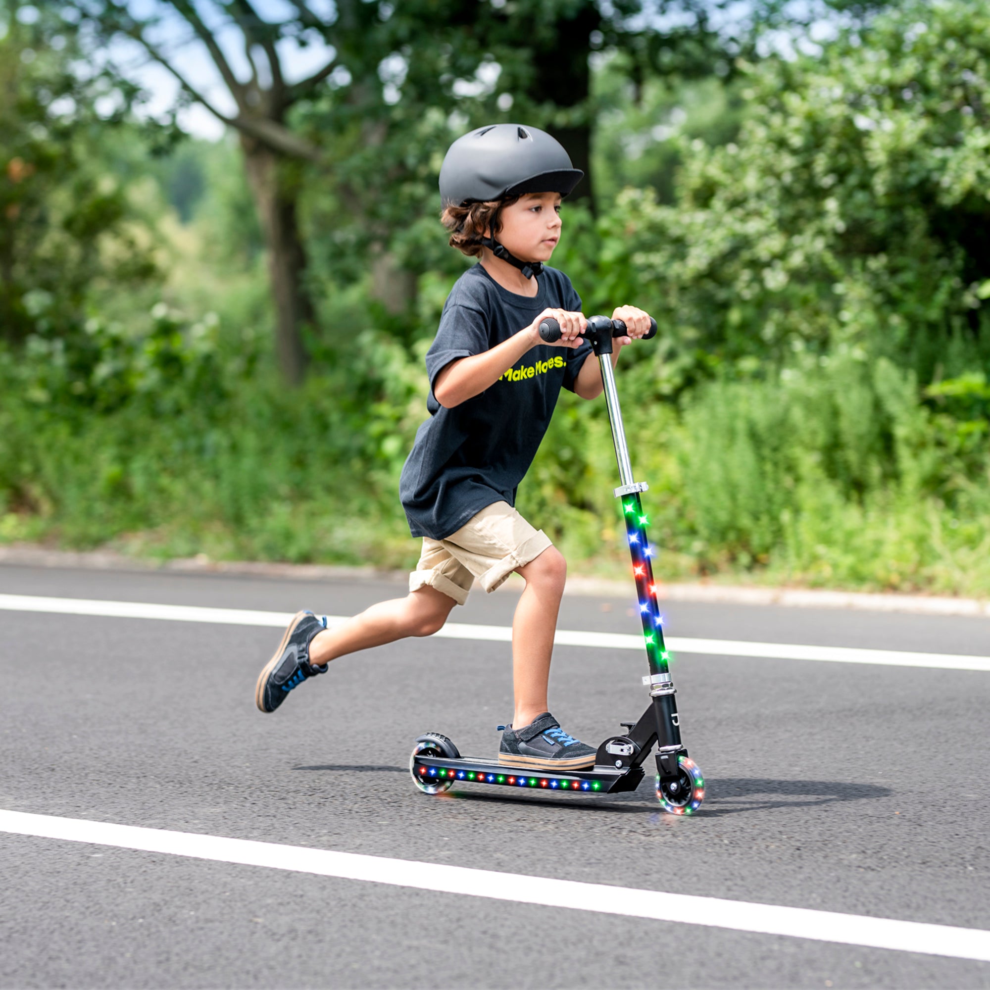 Jetson Jupiter Kick Scooter with LED Lights & Height Handlebar, Black (Open Box) - VMInnovations
