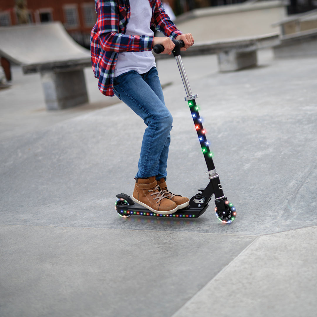 Jetson Jupiter Kick Scooter with LED Lights & Height Adjustable Handlebar, Black