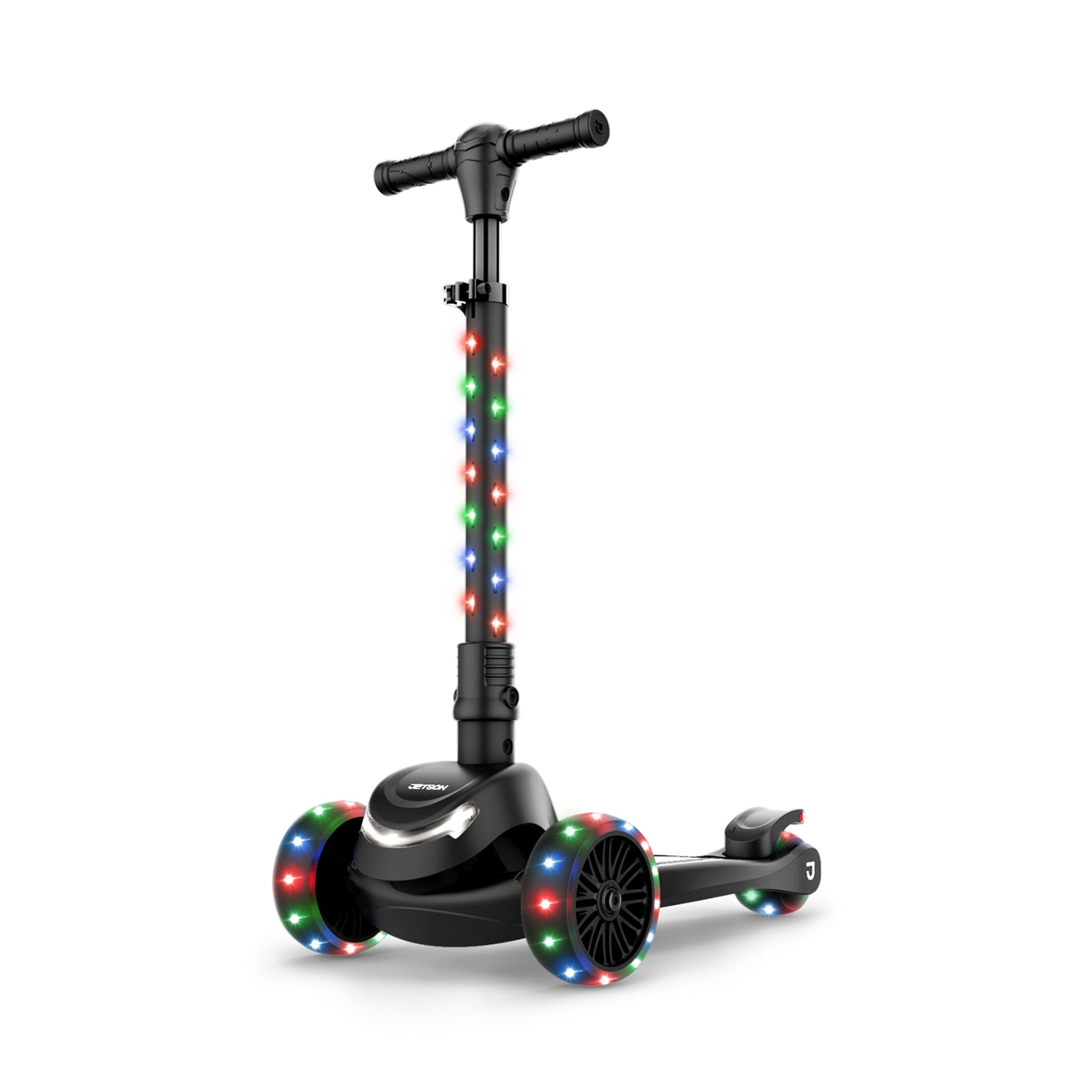 Jetson Mini 3 Wheel Light Up Scooter Adjustable Kick Ride On Toy for Kids, Black - VMInnovations