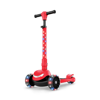 Jetson Jupiter Mini 3 Wheel Light-Up Kick Scooter with Adjustable Handlebar, Red - VMInnovations