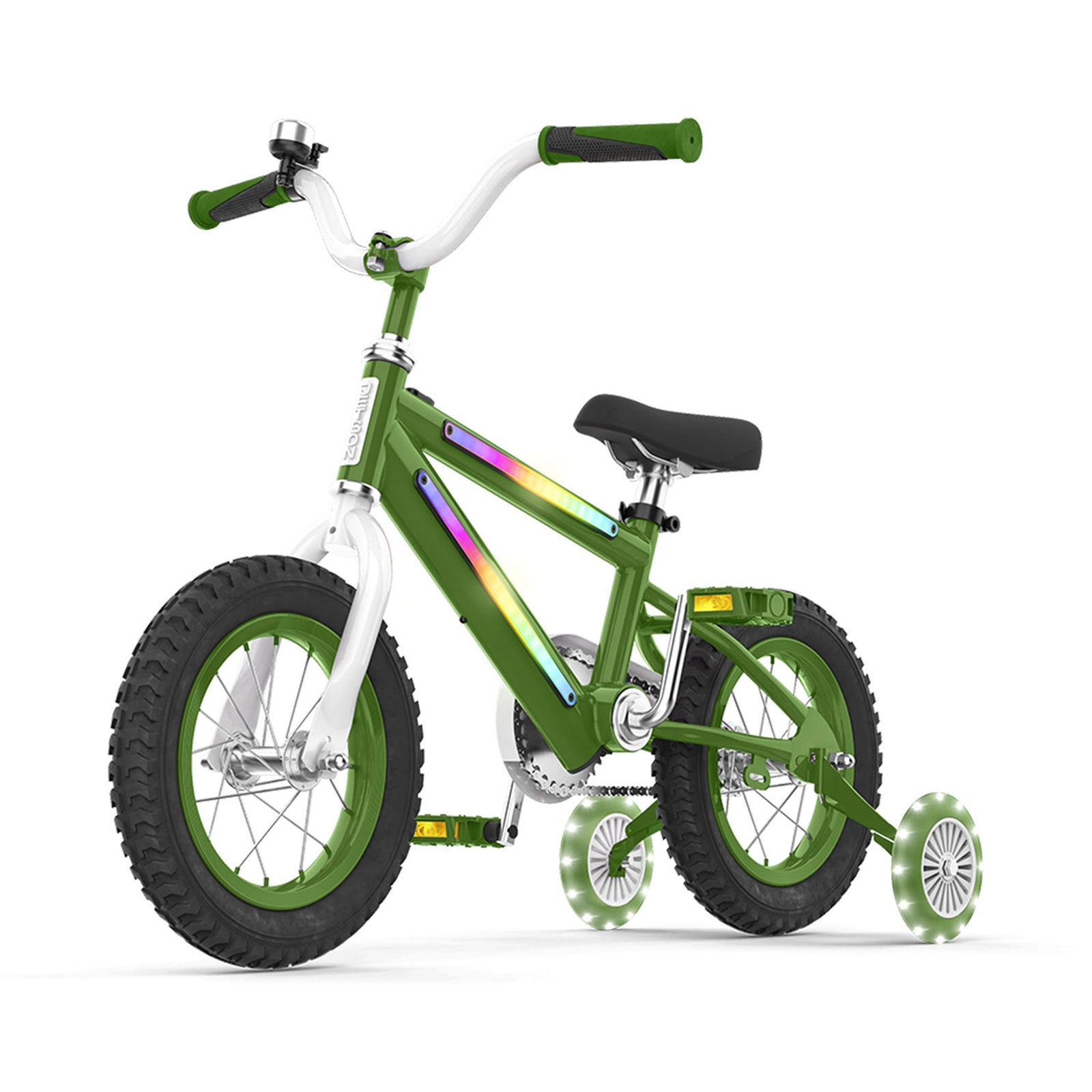 Jetson Light Rider 12" LED Kids Bike with Coaster Brakes, Training Wheels, Green - VMInnovations