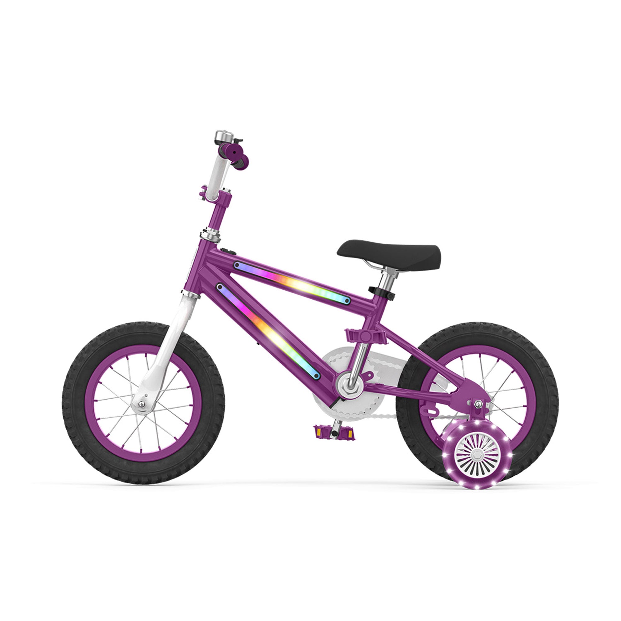 Jetson Light Rider 12" LED Kid Bike with Coaster Brakes, Training Wheels, Purple - VMInnovations