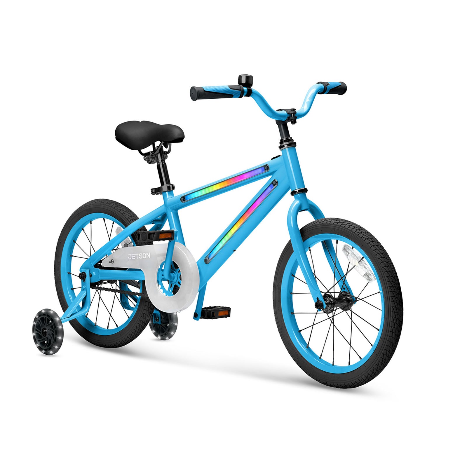 Jetson Light Rider 16" LED Kids Bike with Coaster Brakes, Training Wheels, Blue - VMInnovations