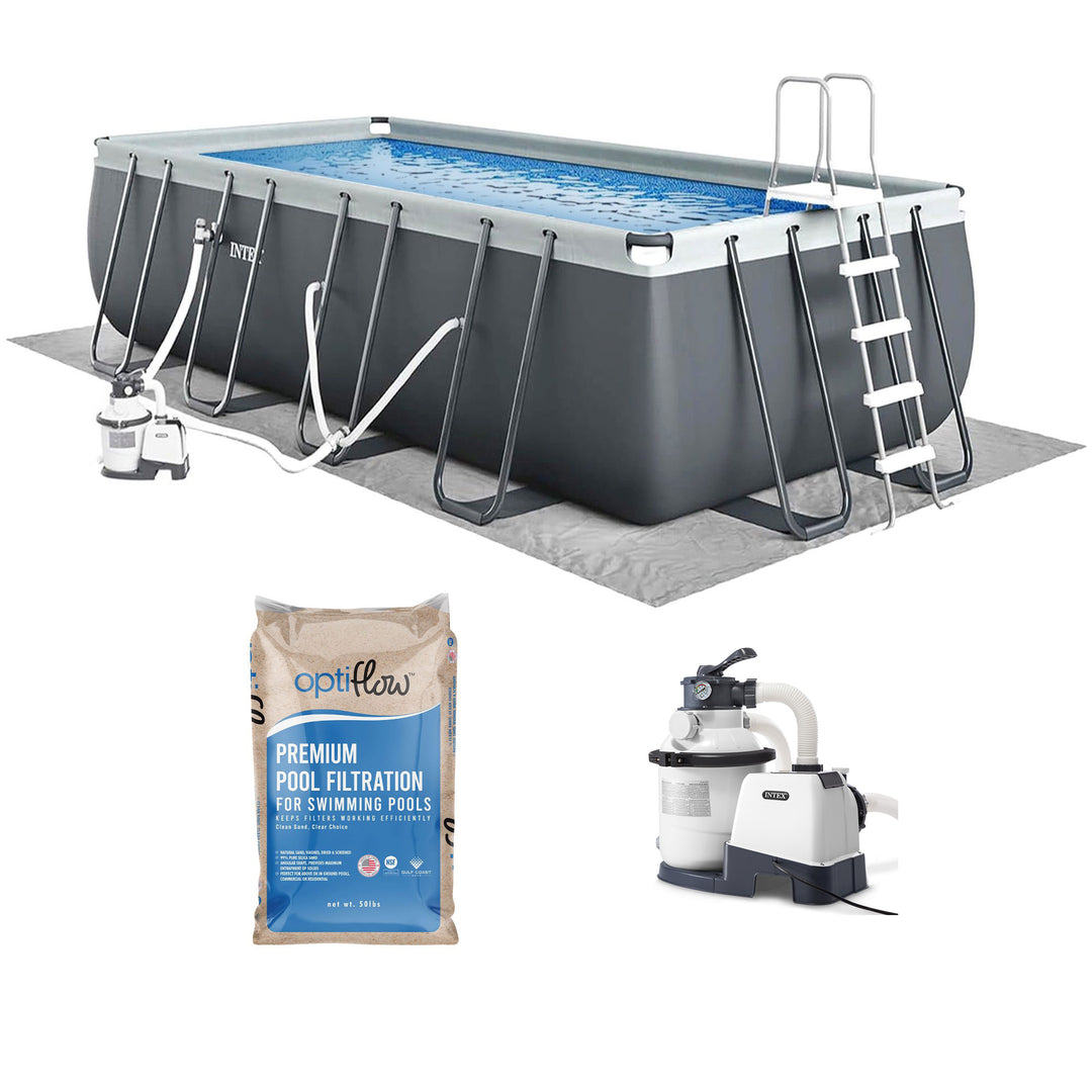 Intex Ultra XTR 18' x 9' x 52" Above Ground Pool & OptiFlow Premium Filter Sand