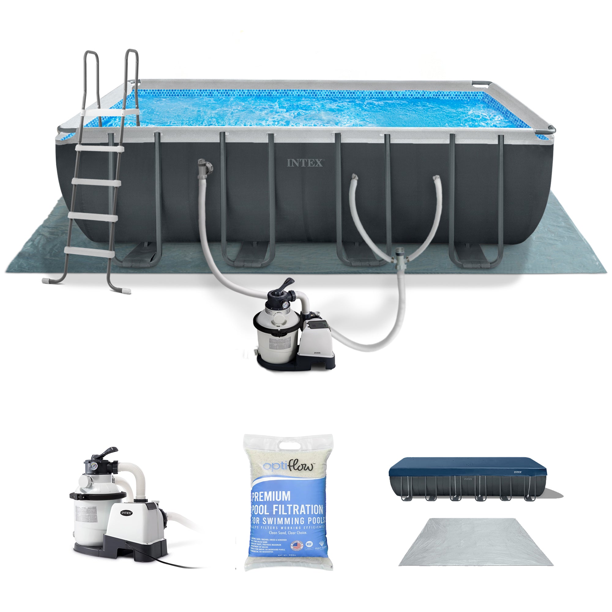 Intex Ultra XTR 18' x 9' x 52" Above Ground Pool & OptiFlow Premium Filter Sand - VMInnovations