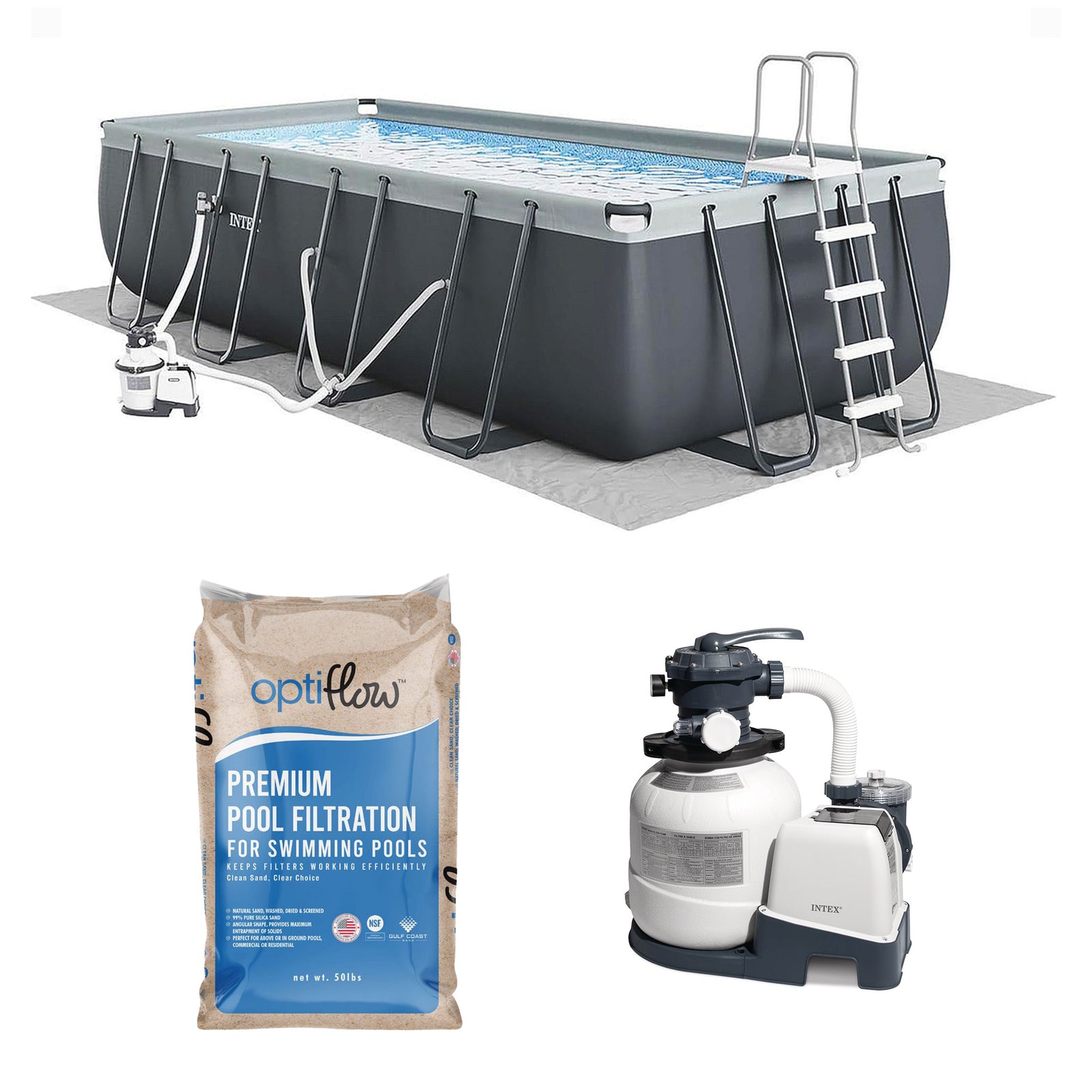 Intex Ultra XTR 24' x 12' x 52" Above Ground Pool & OptiFlow Premium Filter Sand - VMInnovations