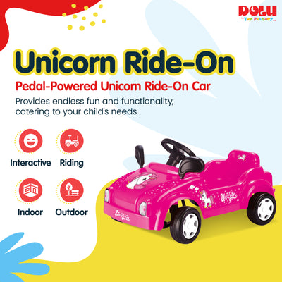 DOLU Pedal-Powered Unicorn Ride-On Car, Kids Toddler Toy Vehicle (Open Box) - VMInnovations