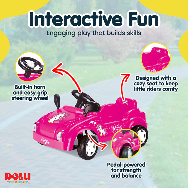 DOLU Pedal-Powered Unicorn Ride-On Car, Kids & Toddler Toy Vehicle for Ages 3+