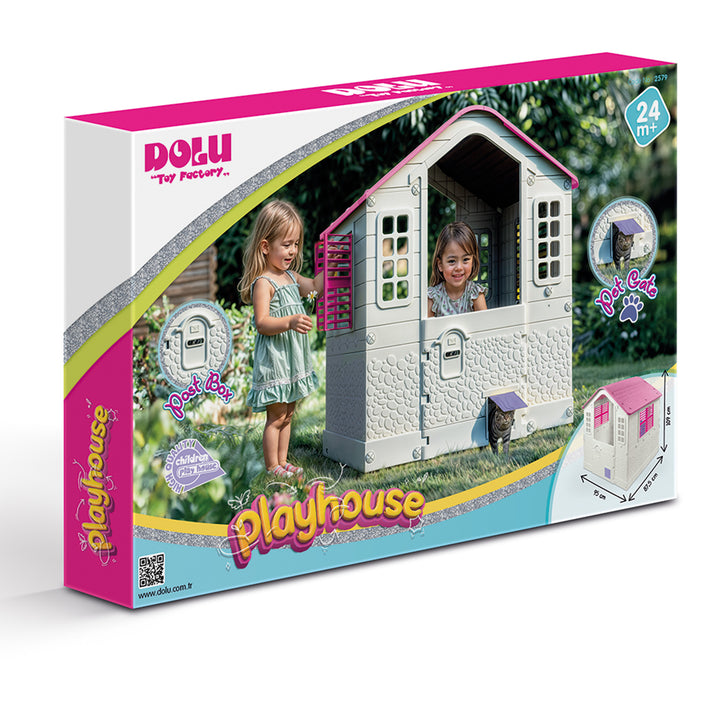DOLU Pink Playhouse, Indoor/Outdoor Toy House Set for Kids Age 2+ (Open Box)
