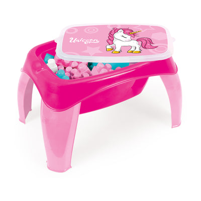DOLU Unicorn Themed Activity Table with 30 Pcs Jumbo Building Blocks for Kids - VMInnovations