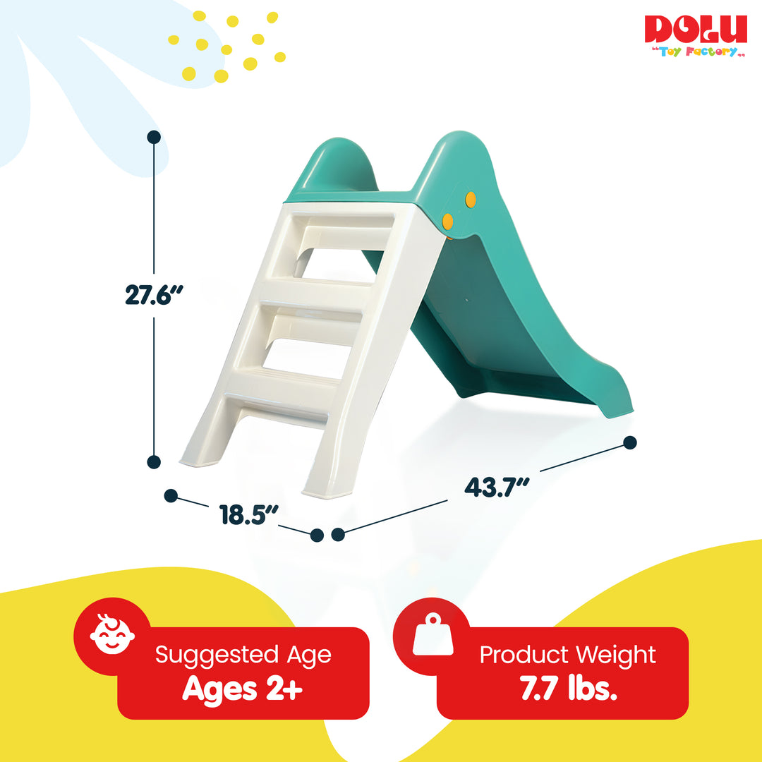 Dolu My First Garden Slide Kids Indoor Outdoor Playground Equipment, Green/White