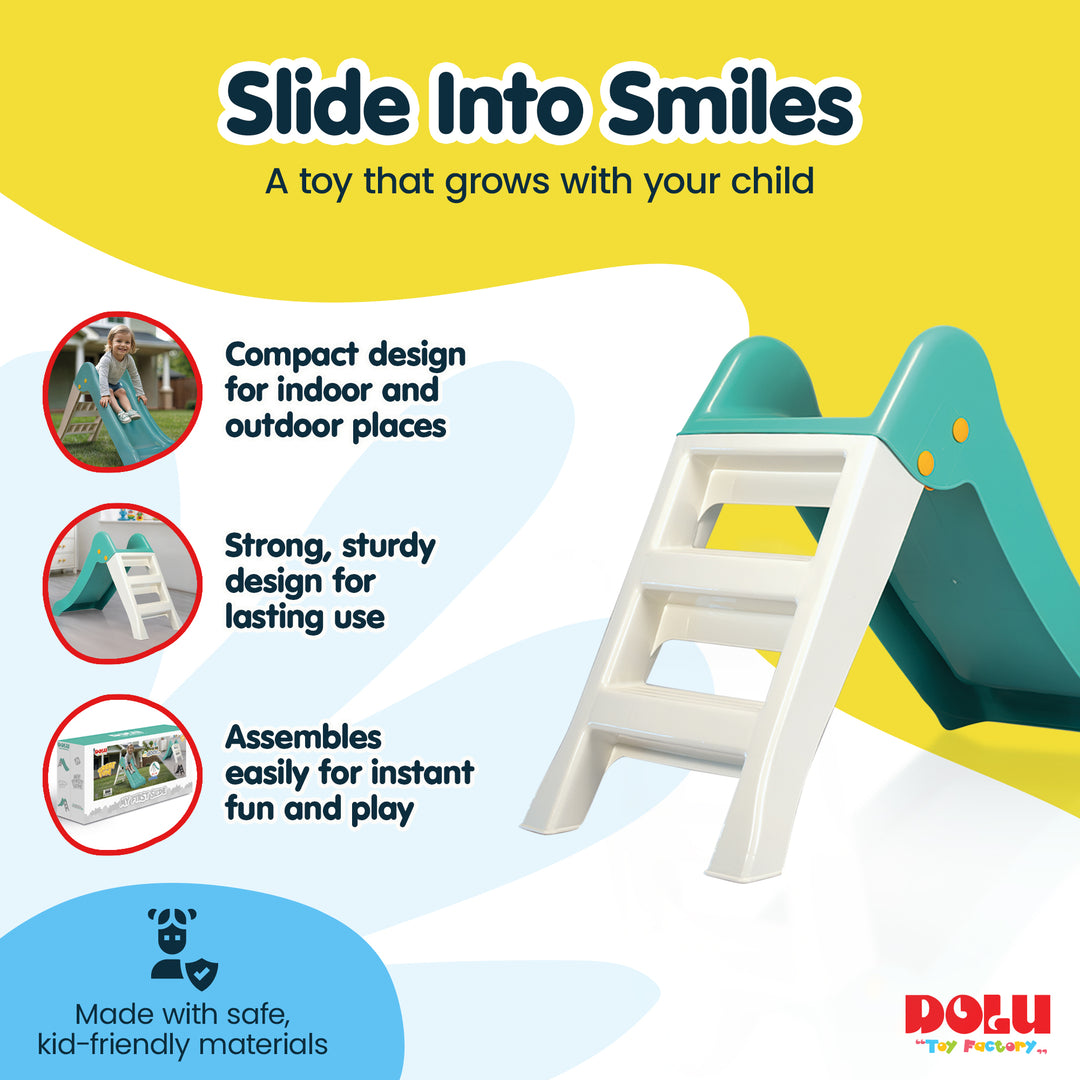 Dolu My First Garden Slide Kids Indoor Outdoor Playground Equipment, Green/White