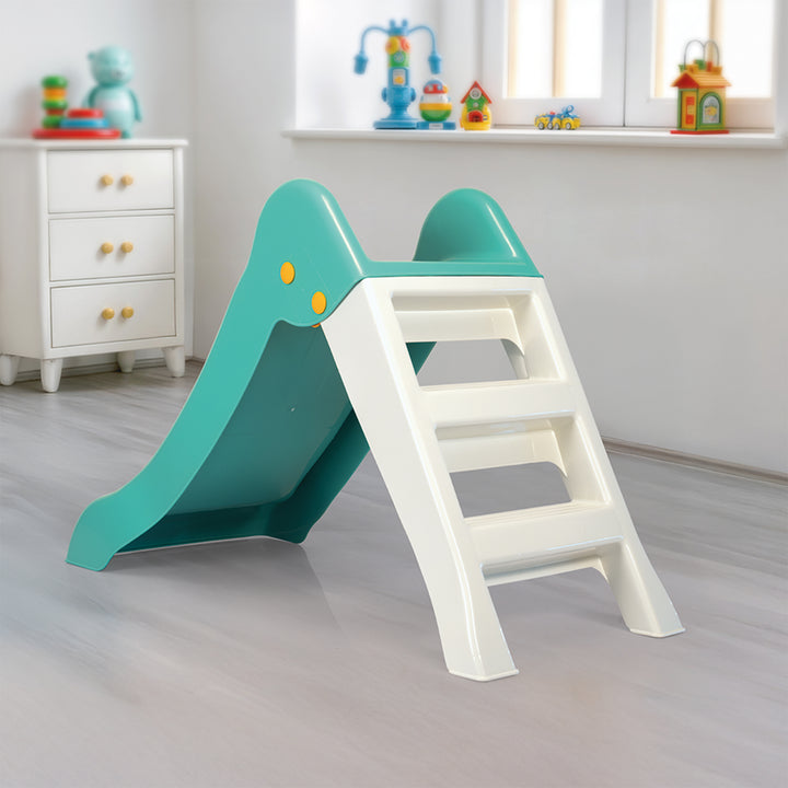 Dolu My First Garden Slide Kids Indoor Outdoor Playground Equipment, Green/White