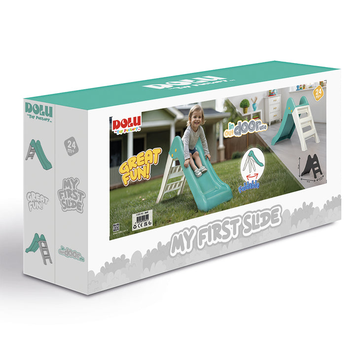 Dolu My First Garden Slide Kids Indoor Outdoor Playground Equipment, Green/White