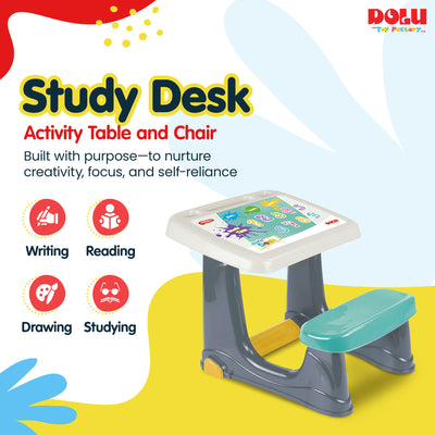 Dolu Children’s Study Desk Kids Activity Table, Chair, & Footrest (Open Box) - VMInnovations