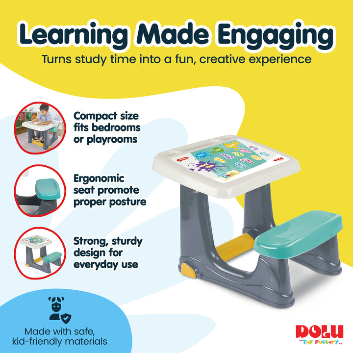 Dolu Children’s Study Desk Kids Activity Table, Chair, and Footrest, Multicolor