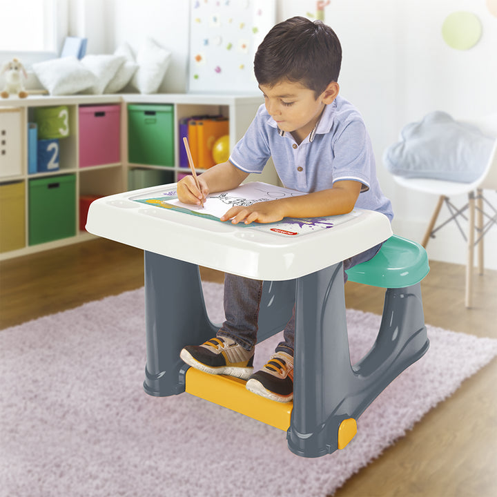 Dolu Children’s Study Desk Kids Activity Table, Chair, and Footrest, Multicolor