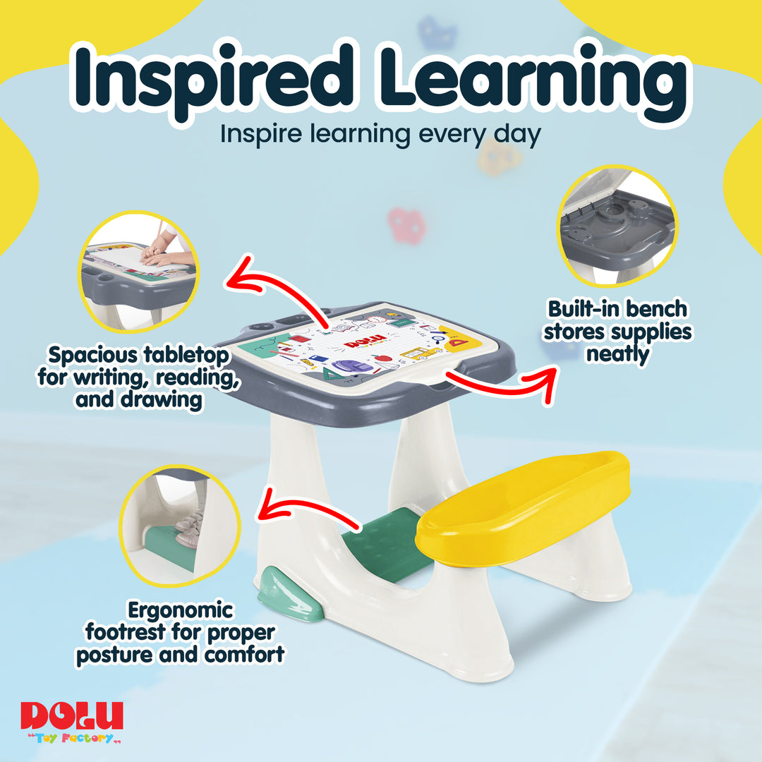 DOLU Activity Desk with Storage & Footrest, Child Table for Ages 3+ (Open Box)