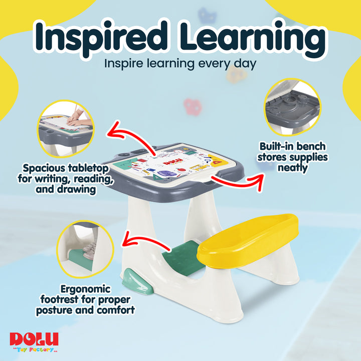 DOLU Activity Desk with Storage & Footrest, Child Table for Ages 3+ (Open Box)