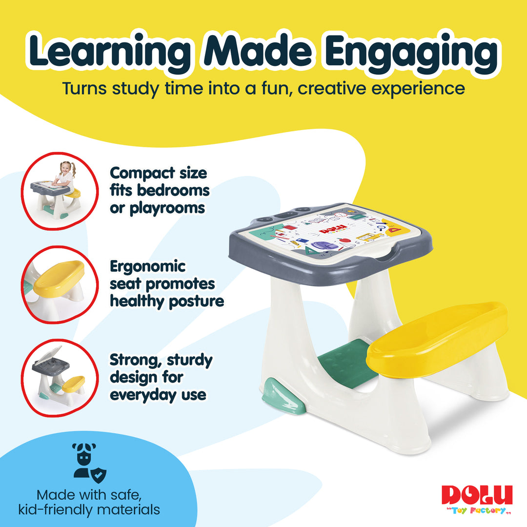 DOLU Kids Activity Desk with Storage & Footrest, Child Study Table for Ages 3+