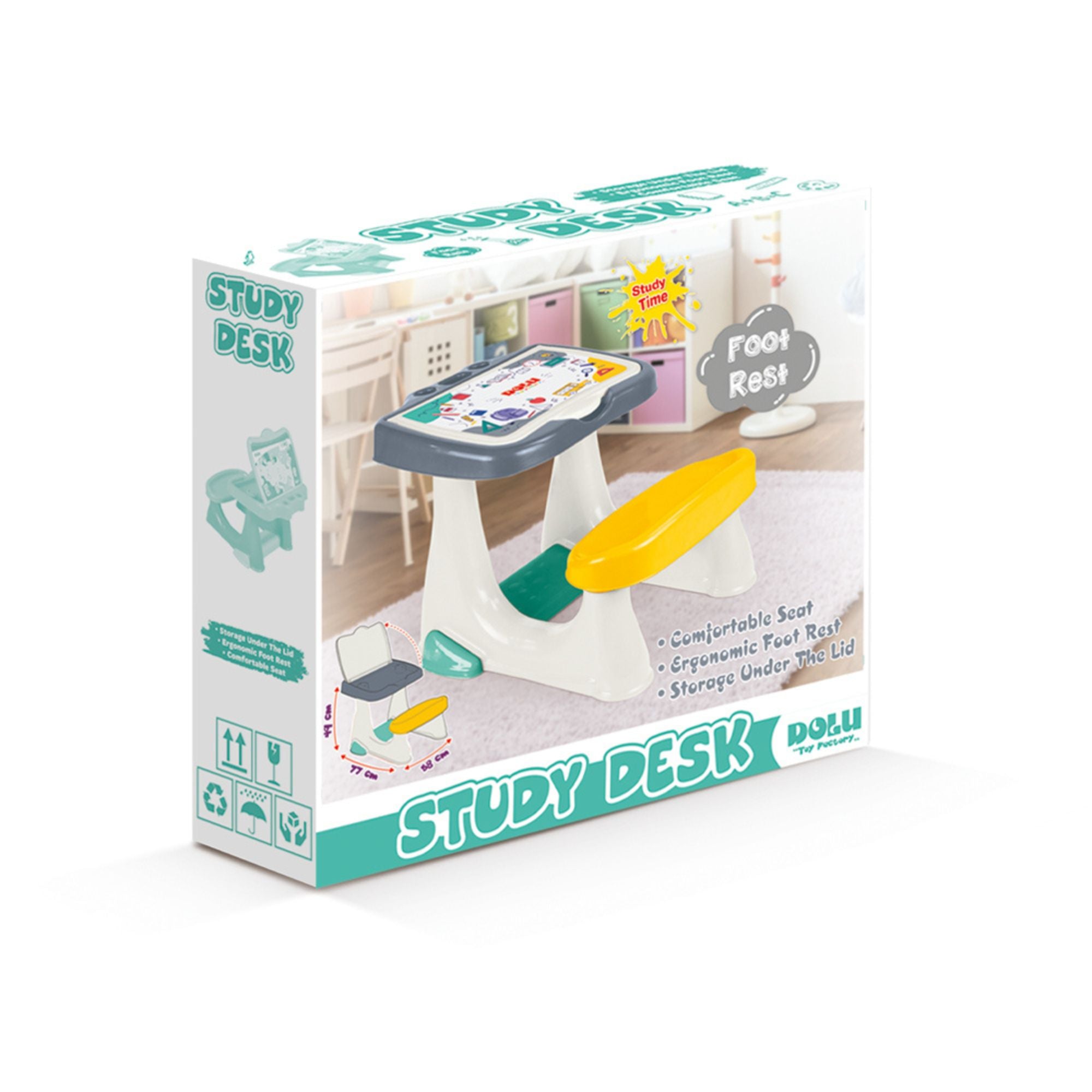 DOLU Activity Desk with Storage & Footrest, Child Table for Ages 3+ (Open Box)