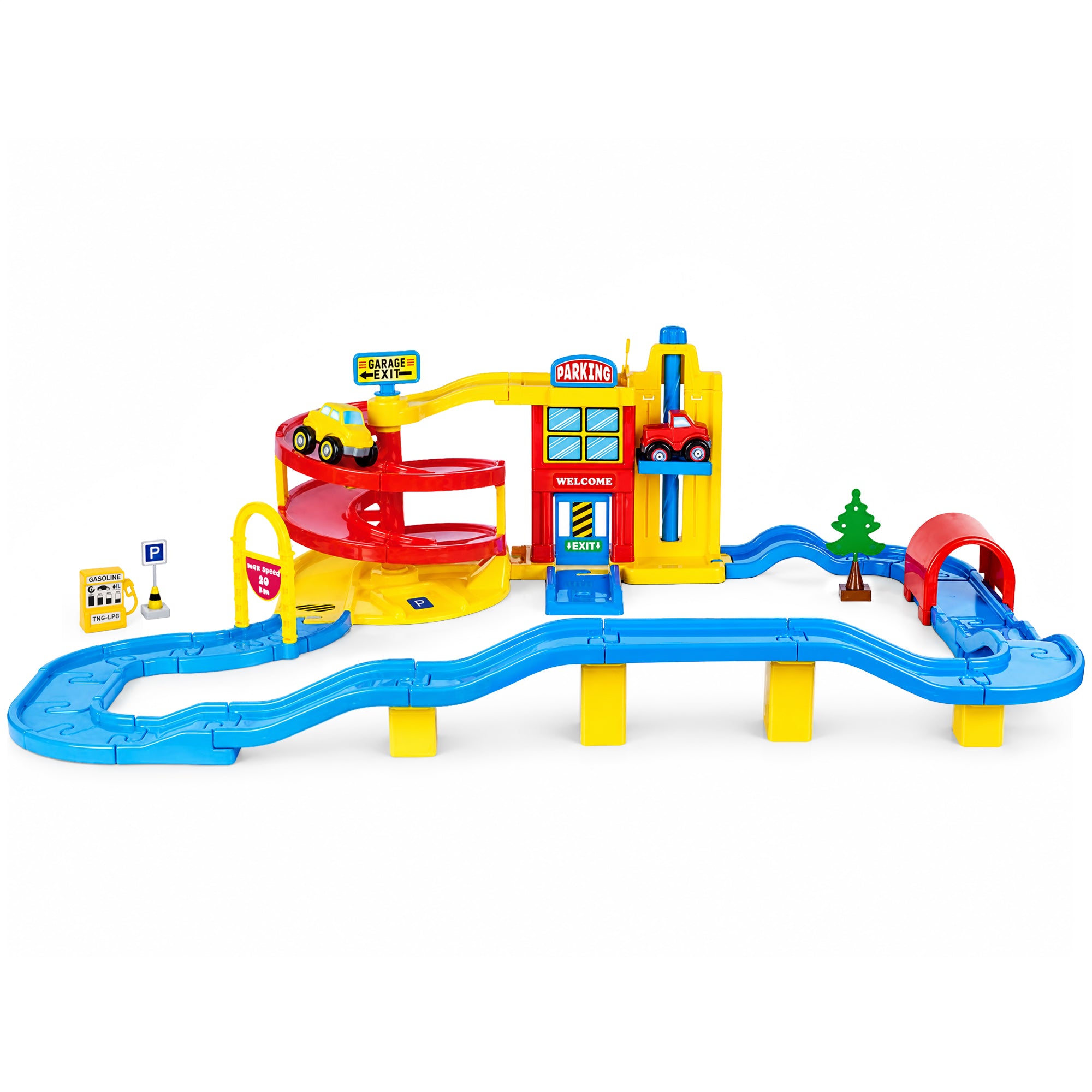 DOLU Large Parking Lot Garage Playset for Kids, Car Toy with Ramp and Elevator - VMInnovations