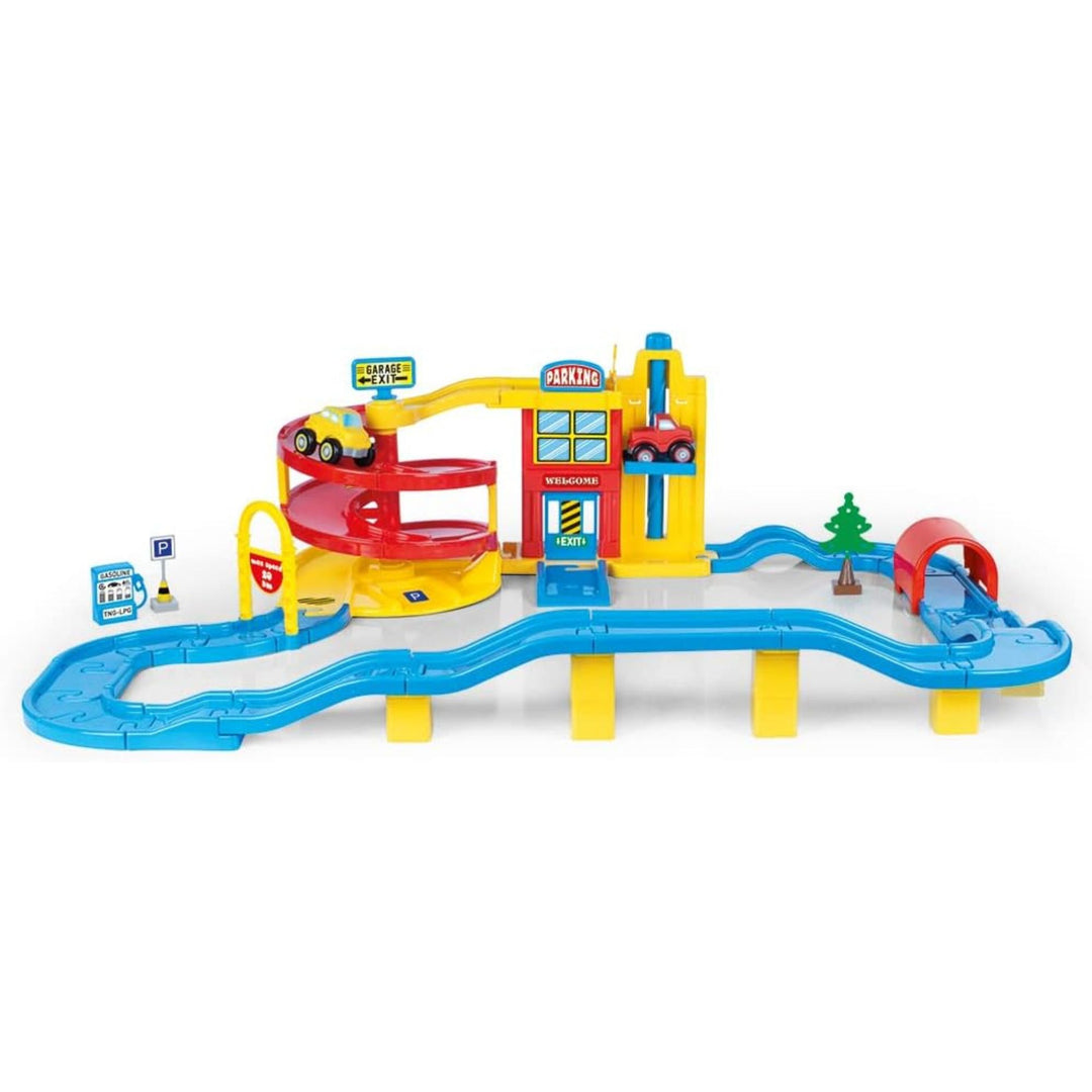 DOLU Large Parking Lot Garage Playset for Kids, Car Toy with Ramp and Elevator