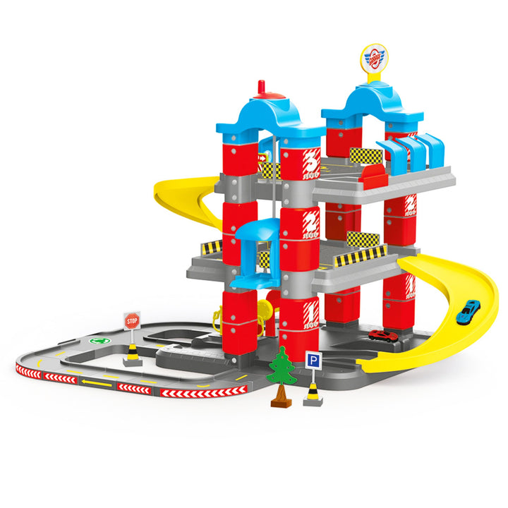 DOLU Full 3-Storey Car Park, Multi-level Toy Garage Playset for Toddlers Ages 3+