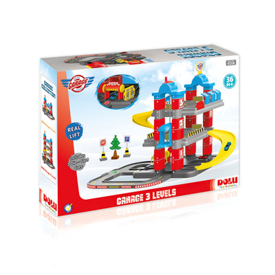 DOLU Full 3-Storey Car Park, Multi-level Toy Garage Playset for Toddlers Ages 3+ - VMInnovations