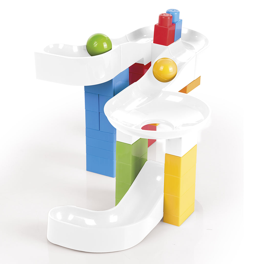 DOLU Marble Run Big Tube Ball Tower with Building Blocks Toy Playset for Kids