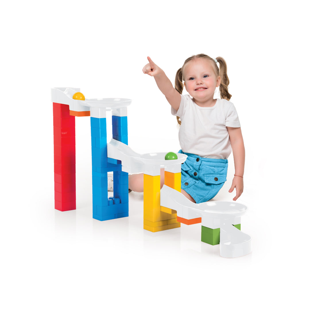DOLU Extra Large Rolling Ball Tower with Stacking Blocks Toy Playset for Kids