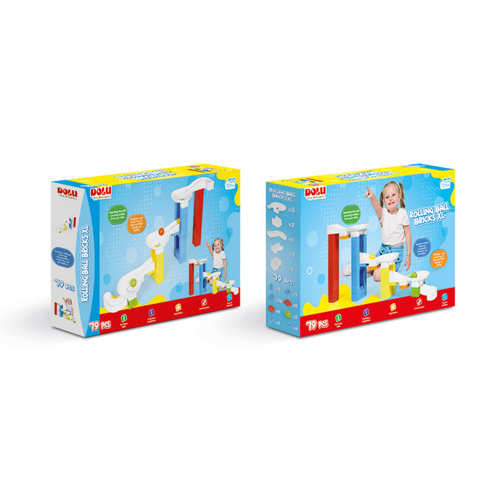 DOLU Extra Large Rolling Ball Tower with Stacking Blocks Toy Playset for Kids