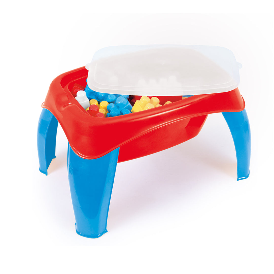 DOLU Activity Play Table with 30 Pcs Jumbo Building Blocks and Storage for Kids