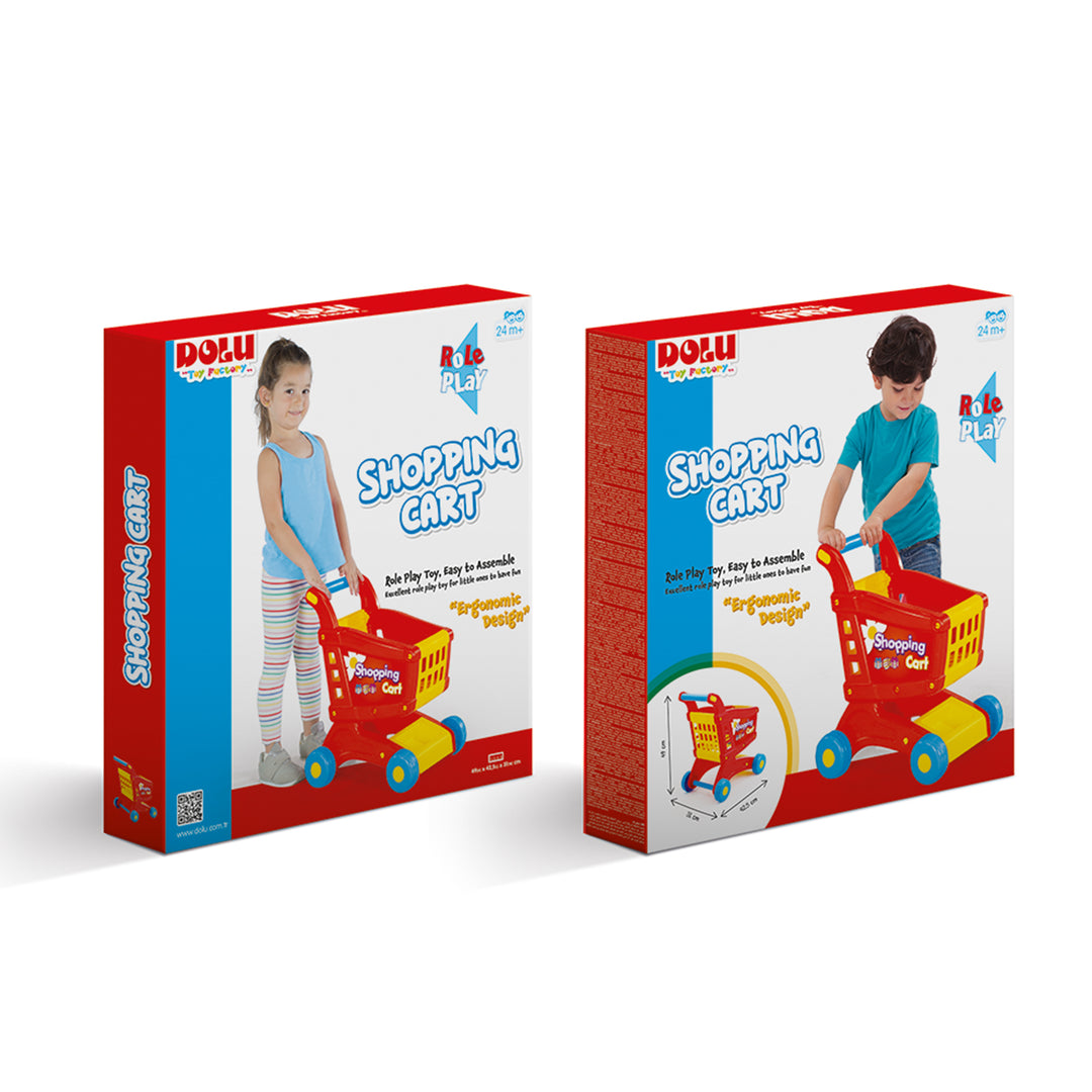 Dolu My Pretend Play Shopping Cart Toddler Push Toy for Kids Ages 2 and Up, Red
