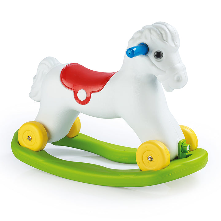 Dolu Wheeled Rocking Horse 2 in 1 Toddlers Ride On Toy and Removable Sled, White