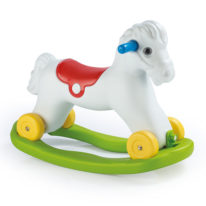 Dolu Wheeled Rocking Horse 2 in 1 Toddlers Ride On Toy and Removable Sled, White