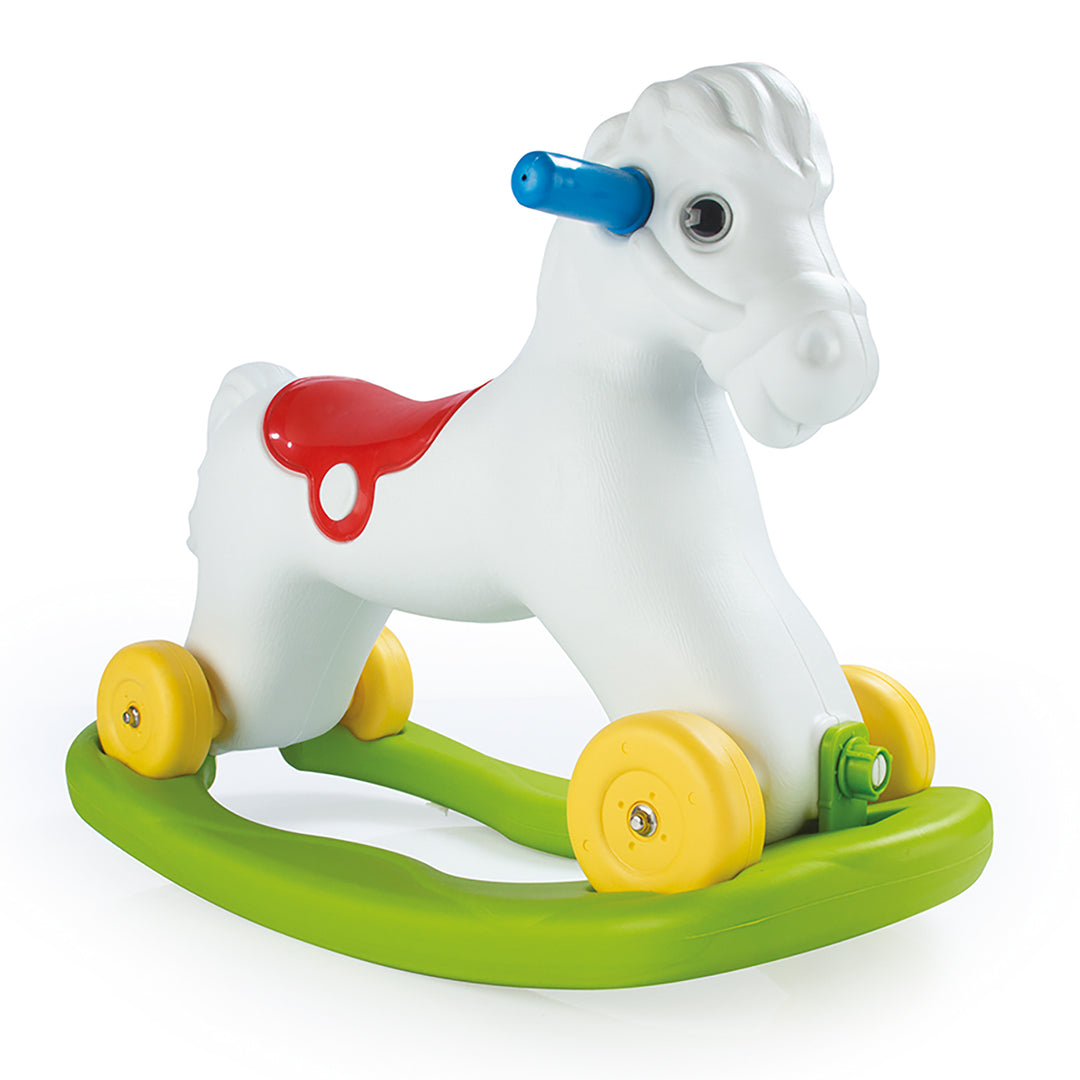 Dolu Wheeled Rocking Horse 2 in 1 Toddlers Ride On Toy and Removable Sled, White