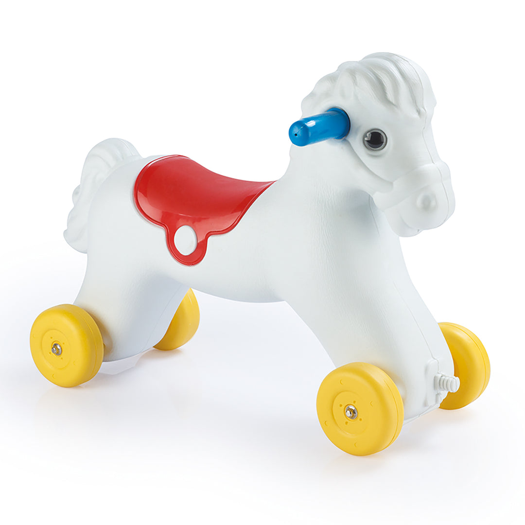 Dolu Wheeled Rocking Horse 2 in 1 Toddlers Ride On Toy and Removable Sled, White