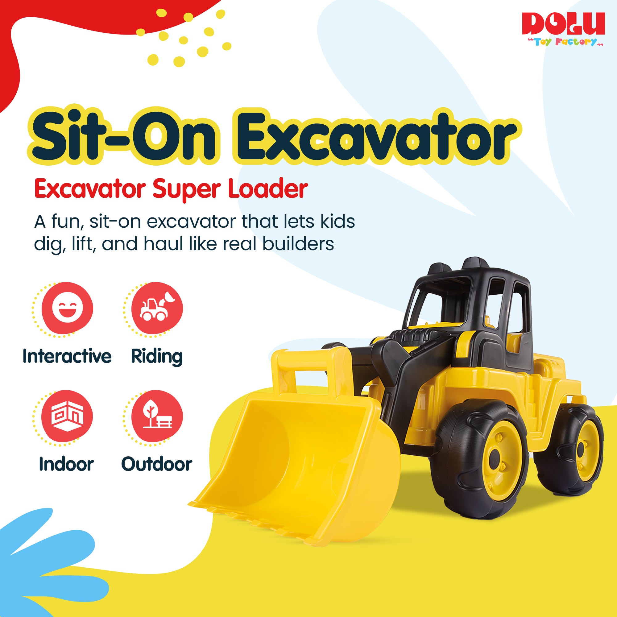 Dolu Excavator Super Loader Construction Toy Truck Vehicle, Ages 3+ (Open Box) - VMInnovations