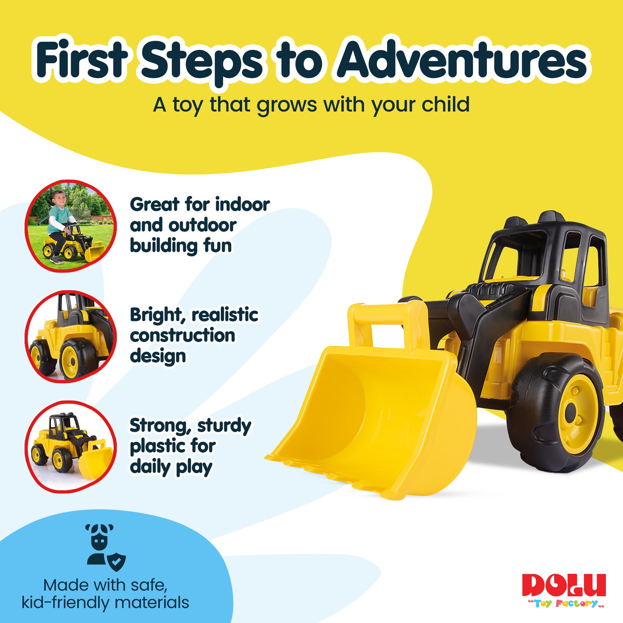 Dolu Excavator Super Loader Construction Toy Truck Vehicle, Ages 3+ (Open Box) - VMInnovations