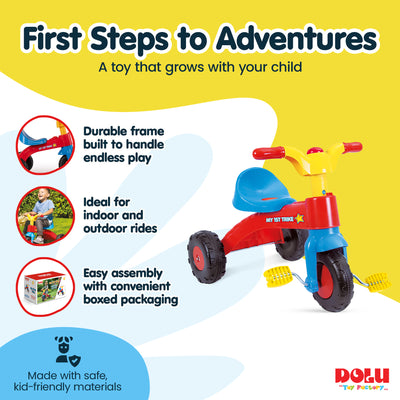 Dolu Trike for Toddlers, Tricycle for Ages 2-5, Ride-On Toy with Horn (Open Box)